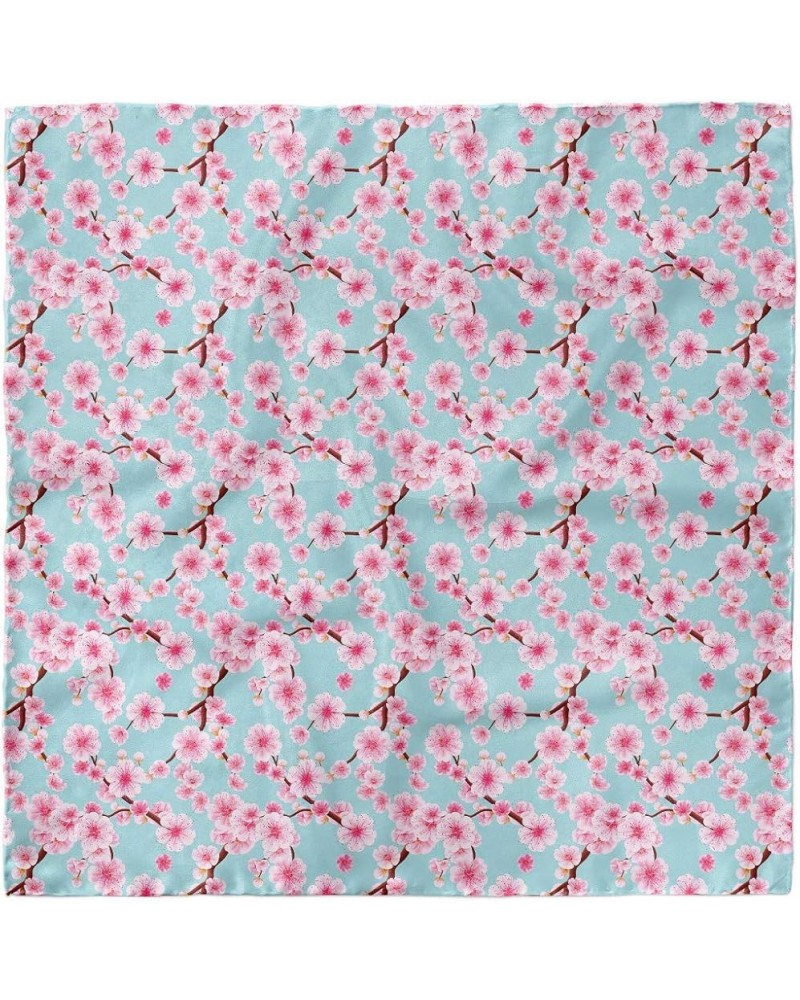 Cherry Blossom Head Scarf, Inspirational Garden, Hair Wrap Pale Blue Redwood Pink $12.40 Scarves