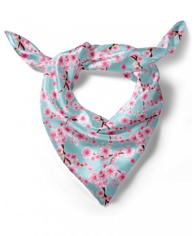 Cherry Blossom Head Scarf, Inspirational Garden, Hair Wrap Pale Blue Redwood Pink $12.40 Scarves