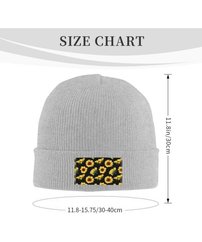 Sunflower Flowers Plants Black and Yellow Print Skullies Beanies Thin Bonnet Cap Autumn Winter Casual Hat Outdoor Gray $12.09...