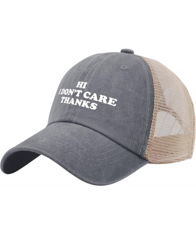 Hi I Don't Care Thanks Hats Funny Hat for Mens Women AllBlack Cowgirl Hats Bucket Hat Baseball Hat Sun Gray01 $10.34 Bucket Hats