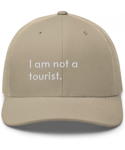 I Am Not a Tourist Trucker Hat Tourism Travel Vlogger Blogger Embroidered Trendy Mesh Snapback Unisex Cap Khaki $18.10 Baseba...