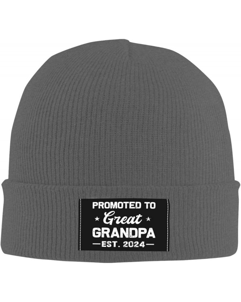 Promoted to Great Grandpa Est. 2024 Gifts Beanie Hat Women Warm Hats Men Knit Slouchy Skull Cap Knitted Hat Black Deep Heathe...