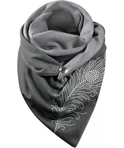 Cute Scarves Button Shawls Casual Warm Soft Fashion Scarves Wrap Scarf Shawl Wrap for Women Grey $10.85 Scarves