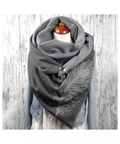 Cute Scarves Button Shawls Casual Warm Soft Fashion Scarves Wrap Scarf Shawl Wrap for Women Grey $10.85 Scarves