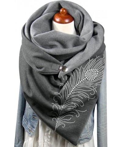 Cute Scarves Button Shawls Casual Warm Soft Fashion Scarves Wrap Scarf Shawl Wrap for Women Grey $10.85 Scarves