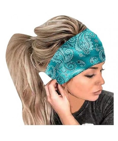 Teen Girls Hair Accessories Bandana Women Headband Head Print Hair Band Elastic Wrap Headband Headband (Grey, One Size) Green...