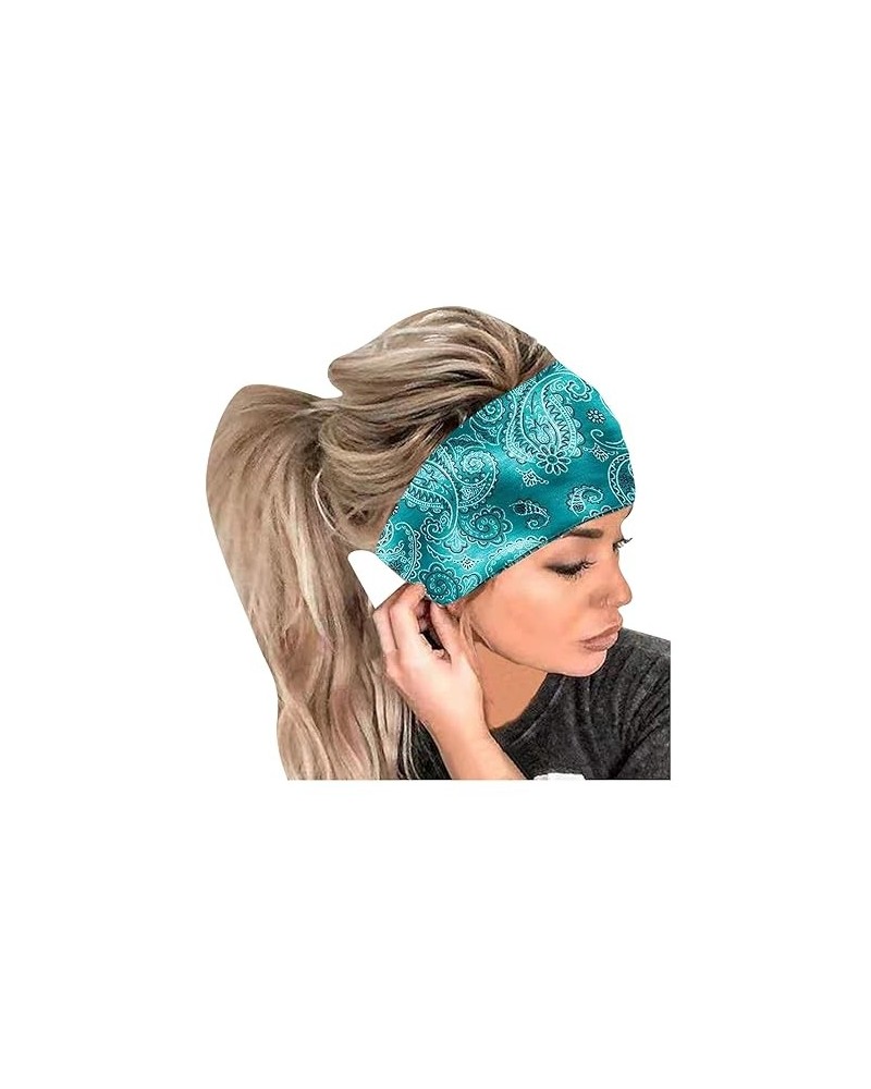 Teen Girls Hair Accessories Bandana Women Headband Head Print Hair Band Elastic Wrap Headband Headband (Grey, One Size) Green...