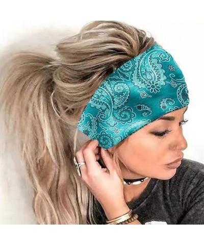 Teen Girls Hair Accessories Bandana Women Headband Head Print Hair Band Elastic Wrap Headband Headband (Grey, One Size) Green...