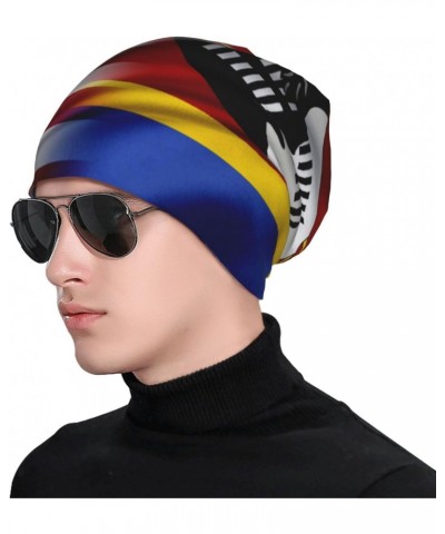 Flag of Eswatini America Beanie Skull Cap Warm Knit Slouchy Hat for Women Men Black $10.36 Skullies & Beanies