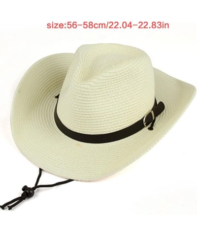 Simple Straw Western Cowboy Hat Summer Hand-Woven Outdoor Sun-Protection Hat for Spring Male Female Jazz Hat Chocolate Color ...