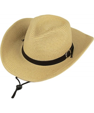 Simple Straw Western Cowboy Hat Summer Hand-Woven Outdoor Sun-Protection Hat for Spring Male Female Jazz Hat Chocolate Color ...