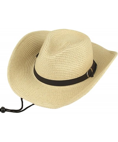 Simple Straw Western Cowboy Hat Summer Hand-Woven Outdoor Sun-Protection Hat for Spring Male Female Jazz Hat Chocolate Color ...