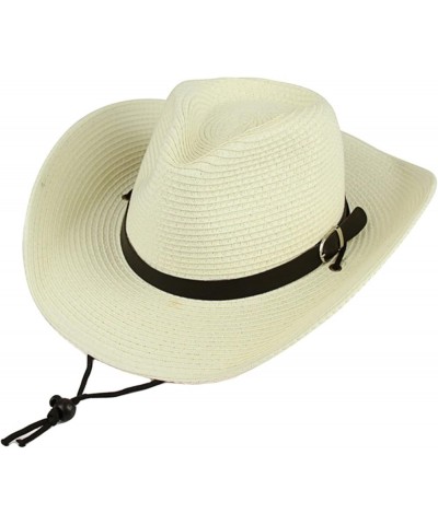 Simple Straw Western Cowboy Hat Summer Hand-Woven Outdoor Sun-Protection Hat for Spring Male Female Jazz Hat Chocolate Color ...