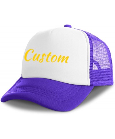 Desgin Grid Trucker Hat Add Your Logo Adjustable Snapback Grid Cap Red Purple $10.41 Baseball Caps