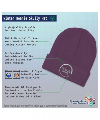 Custom Beanies for Men Vermont Native United States Embroidery Winter Hats for Women Skull Cap 1 Size Purple Personalized Tex...