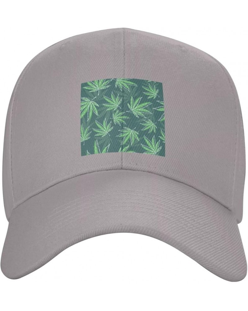 Cannabis Leaf Seamless Pattern Baseball Cap for Men Women Dad Hat Classic Adjustable Golf Hats Gray $13.41 Baseball Caps