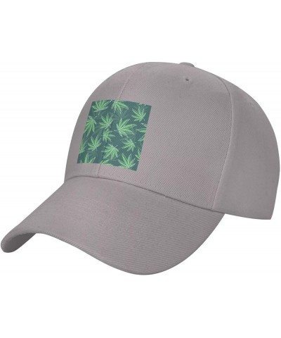 Cannabis Leaf Seamless Pattern Baseball Cap for Men Women Dad Hat Classic Adjustable Golf Hats Gray $13.41 Baseball Caps