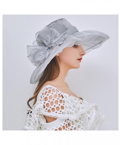 2023 Retro Solid Wide Brim Mesh Derby Floral Sun Protection Women Hats for Summer Sun Visor with Brim Beach Hat Caps Grey $11...