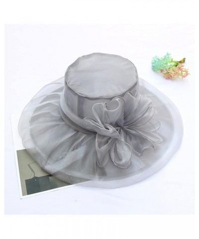 2023 Retro Solid Wide Brim Mesh Derby Floral Sun Protection Women Hats for Summer Sun Visor with Brim Beach Hat Caps Grey $11...