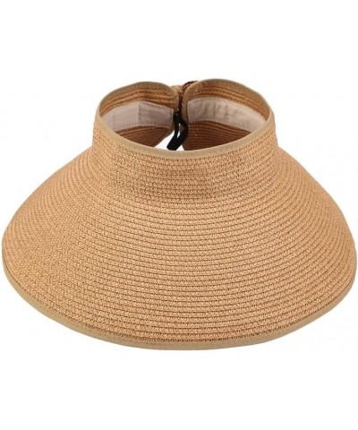 Women Roll Up Sun Visor Wide Brim Straw Hat Summer Foldable Packable Protection Cap for Beach Travel Bonnet C1 $17.38 Sun Hats