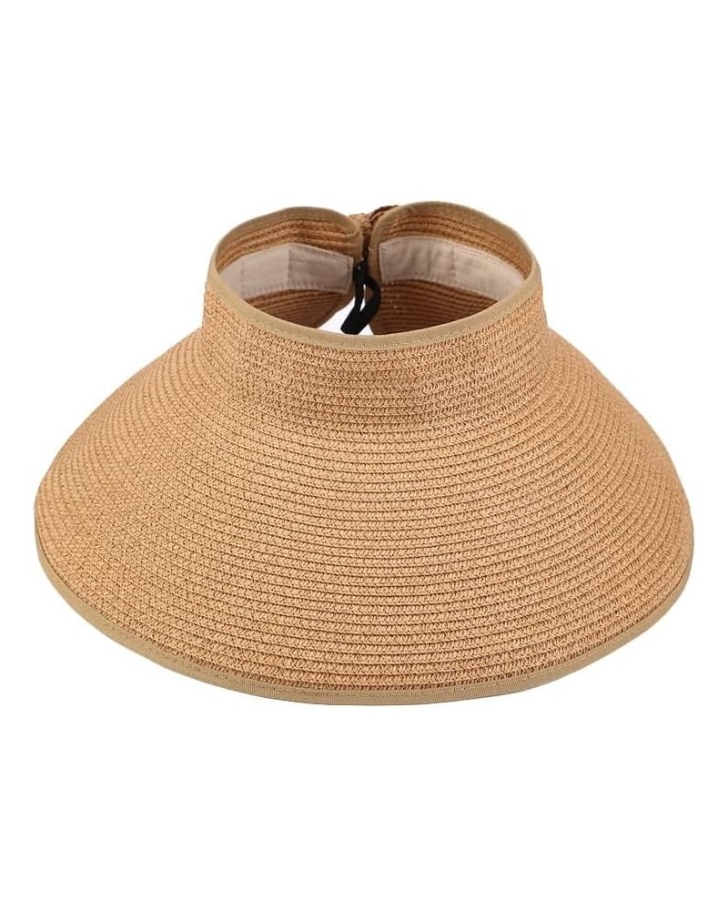 Women Roll Up Sun Visor Wide Brim Straw Hat Summer Foldable Packable Protection Cap for Beach Travel Bonnet C1 $17.38 Sun Hats