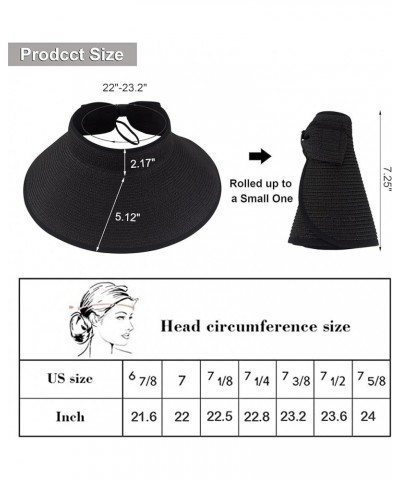 Women Roll Up Sun Visor Wide Brim Straw Hat Summer Foldable Packable Protection Cap for Beach Travel Bonnet C1 $17.38 Sun Hats