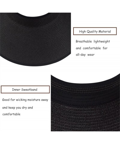 Women Roll Up Sun Visor Wide Brim Straw Hat Summer Foldable Packable Protection Cap for Beach Travel Bonnet C1 $17.38 Sun Hats