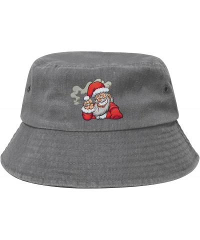 Cool Santa Claus Bucket Hat for Women Men Summer Travel Sun Hat Outdoor Cap Funny Bucket Hats Gray $14.23 Bucket Hats