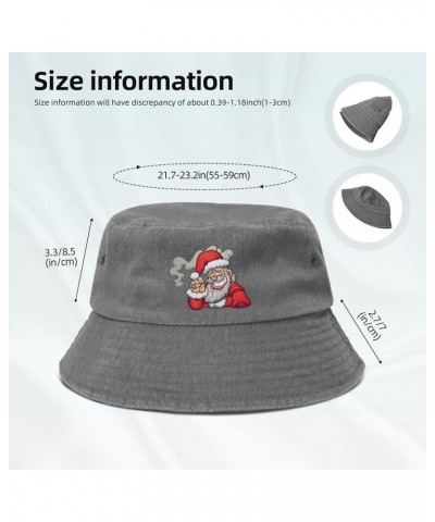 Cool Santa Claus Bucket Hat for Women Men Summer Travel Sun Hat Outdoor Cap Funny Bucket Hats Gray $14.23 Bucket Hats