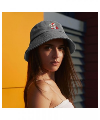 Cool Santa Claus Bucket Hat for Women Men Summer Travel Sun Hat Outdoor Cap Funny Bucket Hats Gray $14.23 Bucket Hats