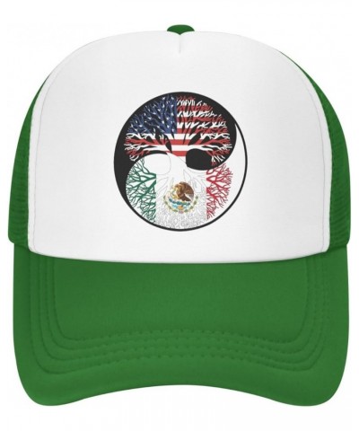 Yin Yang Tree American Mexico Flag Men Women Mesh Baseball Cap Green $21.83 Baseball Caps