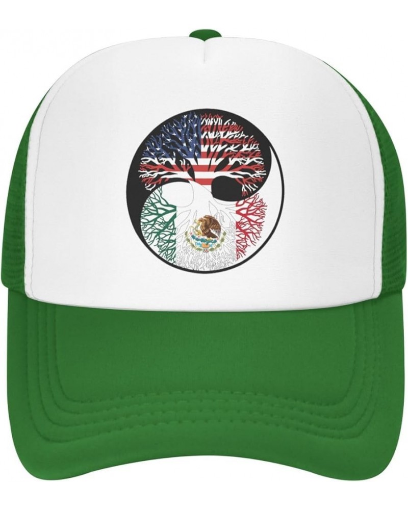 Yin Yang Tree American Mexico Flag Men Women Mesh Baseball Cap Green $21.83 Baseball Caps