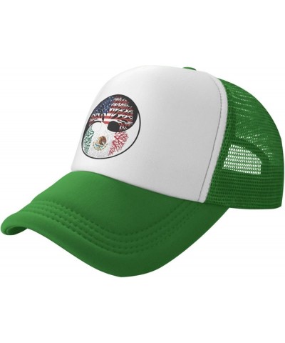 Yin Yang Tree American Mexico Flag Men Women Mesh Baseball Cap Green $21.83 Baseball Caps