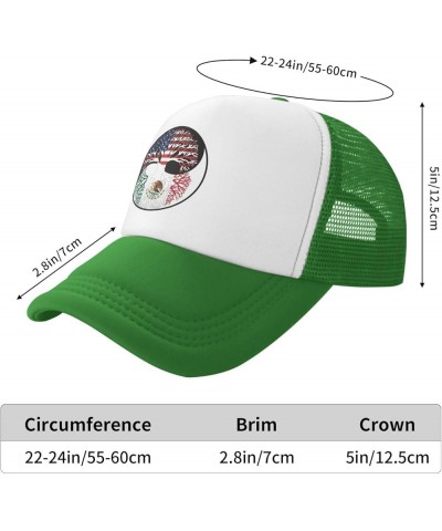 Yin Yang Tree American Mexico Flag Men Women Mesh Baseball Cap Green $21.83 Baseball Caps