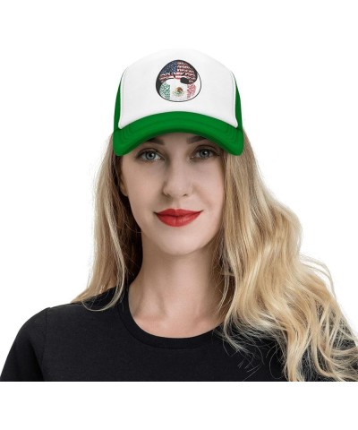 Yin Yang Tree American Mexico Flag Men Women Mesh Baseball Cap Green $21.83 Baseball Caps