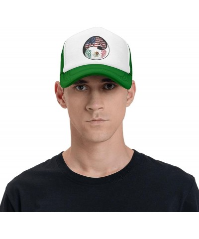 Yin Yang Tree American Mexico Flag Men Women Mesh Baseball Cap Green $21.83 Baseball Caps