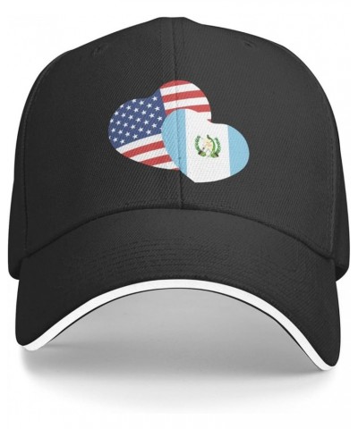 American Guatemala Flag Love Heart Baseball Cap for Men Women Black $12.59 Baseball Caps