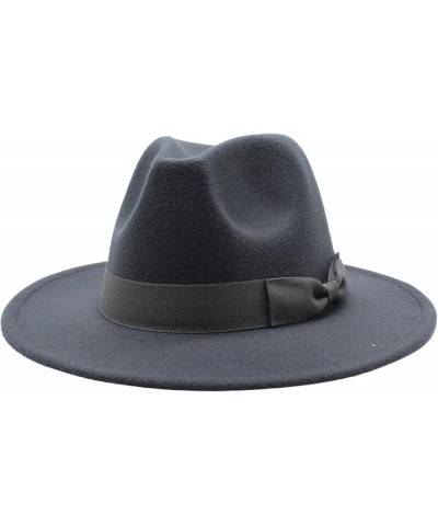 Autumn Wool Fedora Hat for Women Solid Formal Wedding Decorate Man Panamas Street Dance Cap Fedoras Dark Gray1 $19.27 Fedoras