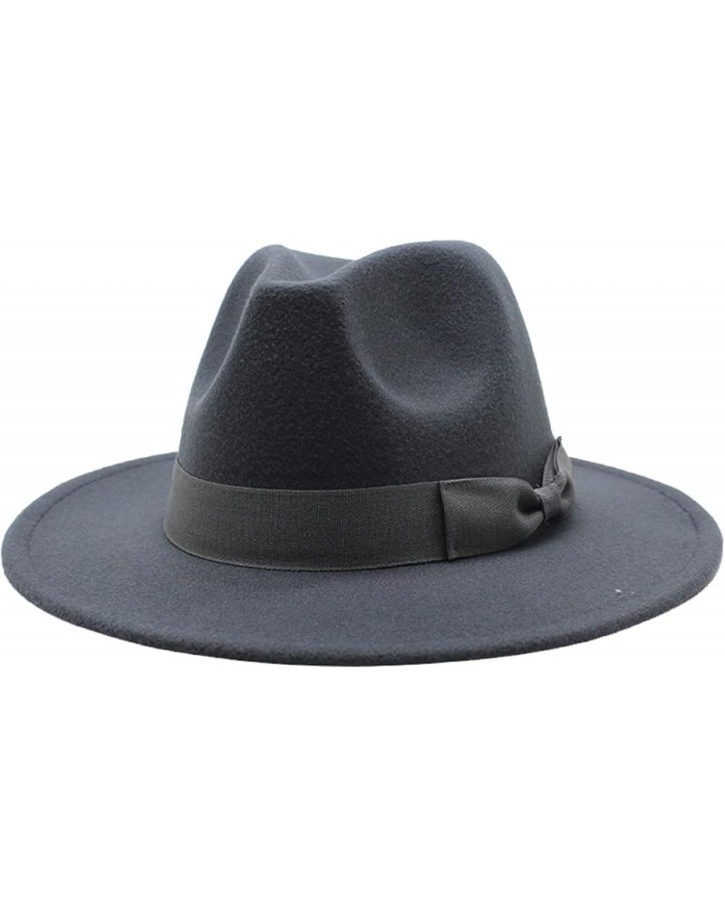 Autumn Wool Fedora Hat for Women Solid Formal Wedding Decorate Man Panamas Street Dance Cap Fedoras Dark Gray1 $19.27 Fedoras