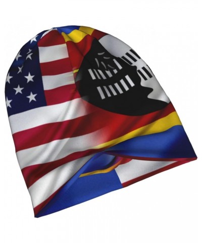 Flag of Eswatini America Beanie Skull Cap Warm Knit Slouchy Hat for Women Men Black $10.36 Skullies & Beanies