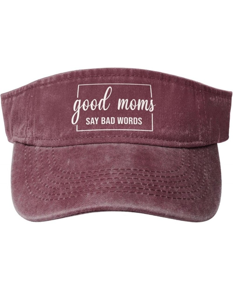 Even Good Moms Say Bad Words Sun Visor Hats for Women Men Adjustable Sports Baseball Black Red $9.87 Visors