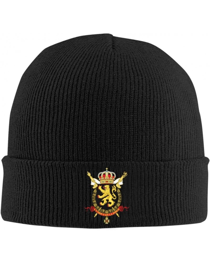 Coat of arms of Belgium Cozy Winter Essential: Hand-Knitted Hat Ultimate Warmth Black $13.92 Berets