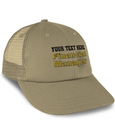 Custom Trucker Hat Baseball Cap Financial Manager Reports Cotton Investments Dad Hats for Men & Women Khaki Personalized Text...