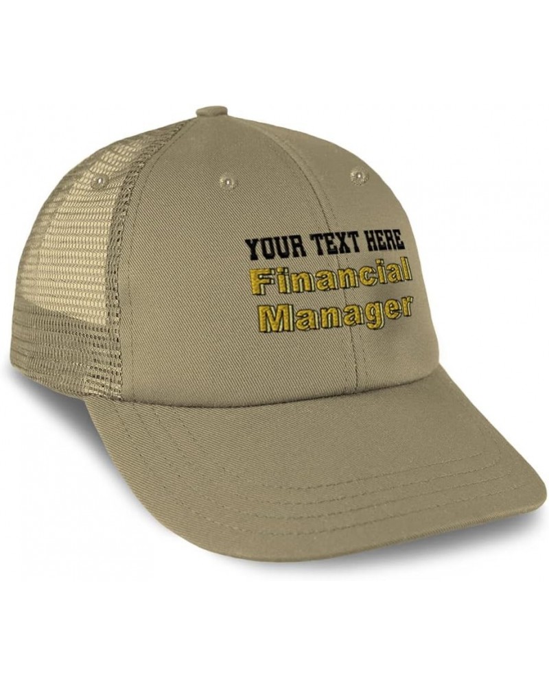 Custom Trucker Hat Baseball Cap Financial Manager Reports Cotton Investments Dad Hats for Men & Women Khaki Personalized Text...