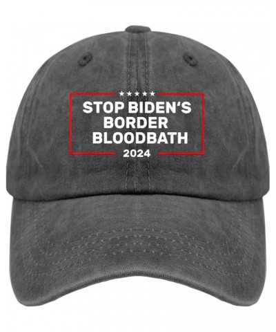 America Hat Stop Biden's Border Bloodbath Hat for Women Men Pigment Black Cowgirl Hat Sun Hat Vintage Pigment Black $12.87 Co...