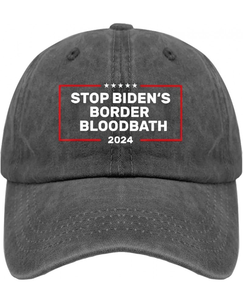 America Hat Stop Biden's Border Bloodbath Hat for Women Men Pigment Black Cowgirl Hat Sun Hat Vintage Pigment Black $12.87 Co...