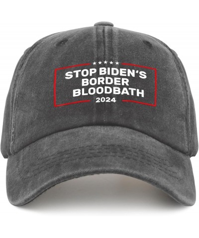 America Hat Stop Biden's Border Bloodbath Hat for Women Men Pigment Black Cowgirl Hat Sun Hat Vintage Pigment Black $12.87 Co...