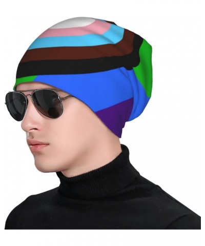 Puppy Play Pride Flag LGBTQ Beanie Hat Men Women Stretch Slouchy Warm Skull Knit Beanies Cap for Winter Black $10.98 Skullies...