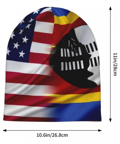 Flag of Eswatini America Beanie Skull Cap Warm Knit Slouchy Hat for Women Men Black $10.36 Skullies & Beanies