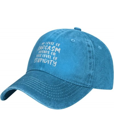 My Level of Sarcasm Depends On Your Level of Stupidity Unisex Baseball Hat Vintage Dad Hat Adjustable,Black Blue $11.07 Baseb...